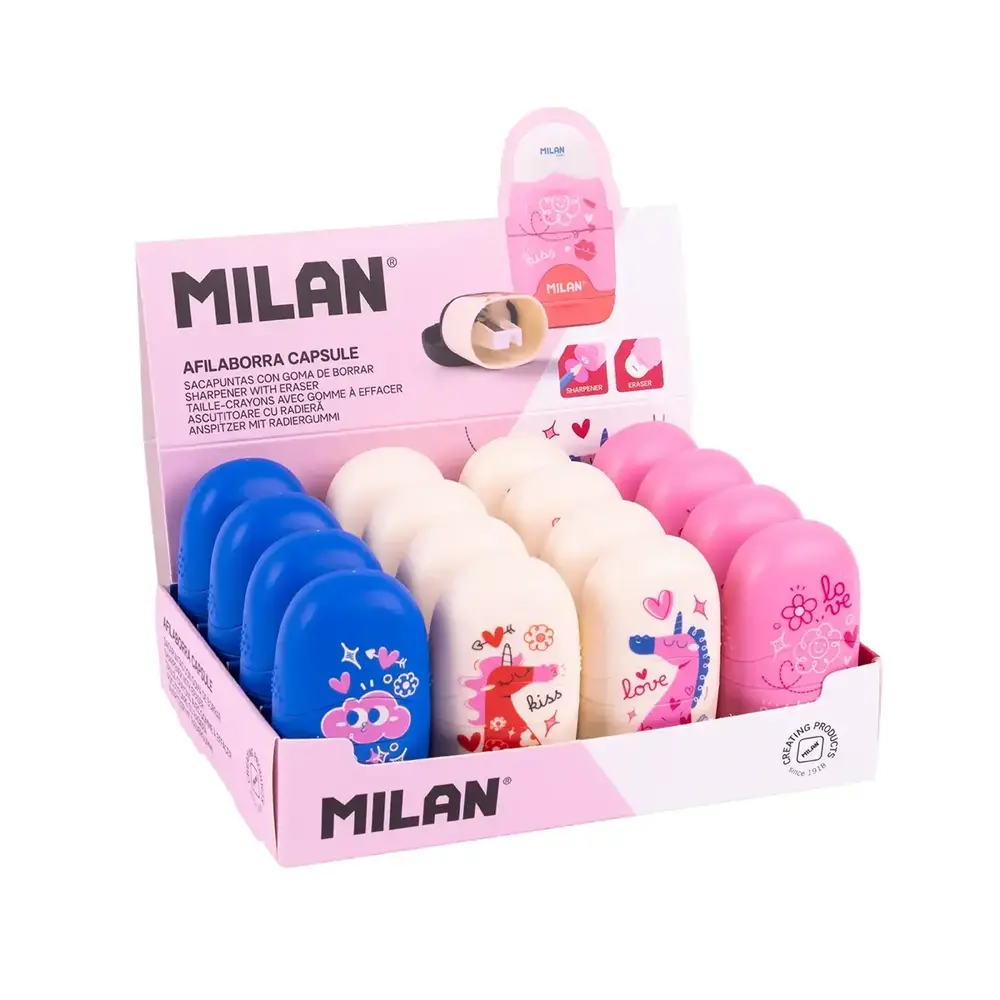 Гумка + стругачка MILAN Flowicorn (16 шт/уп) 4701116FLC