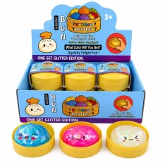 Іграшка-антистрес сквіш-пельмень 8,5 см (Squishy Dumpling) прозорий з конфеті (12/72)