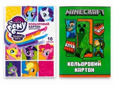Картон кольоровий двосторонній А4 10 аркушів в папці (Minecraft+Little Pony) 00-00043111