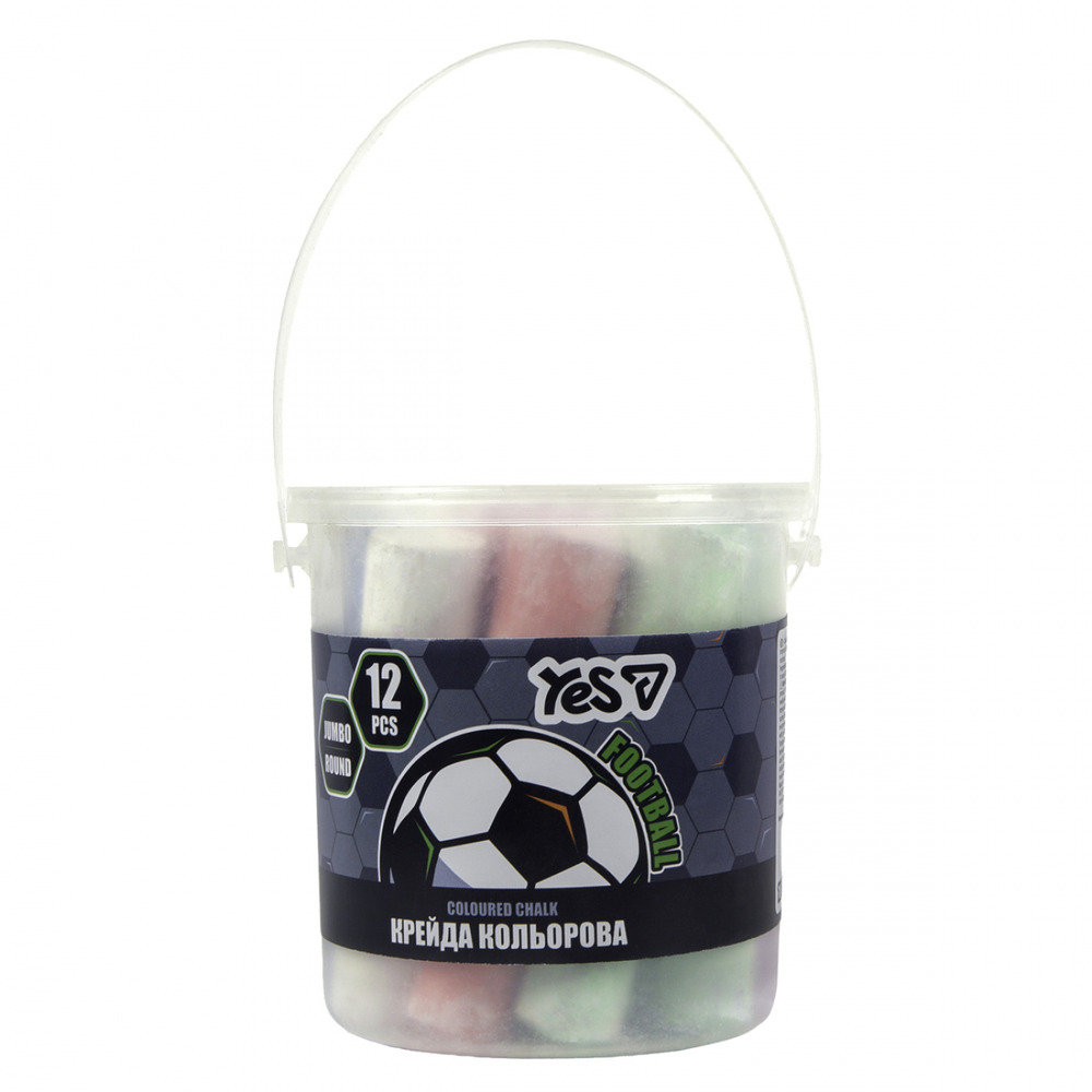 Крейда кольорова Yes Football JUMBO 12 штук у відрі 400565