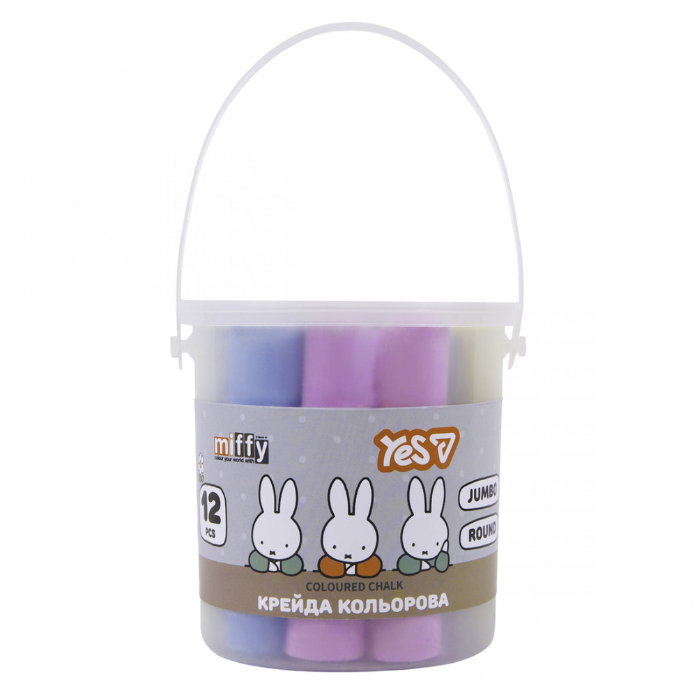 Крейда кольорова Yes Miffy JUMBO 12 штук у відрі 400566