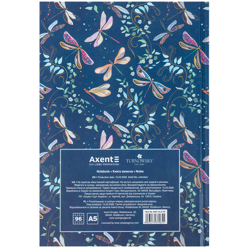 Книга записна Axent Turnowsky Floral 6 8457-15-A-TR, А5, 96 аркушів, клітинка, тверда обкладинка. Фото 5