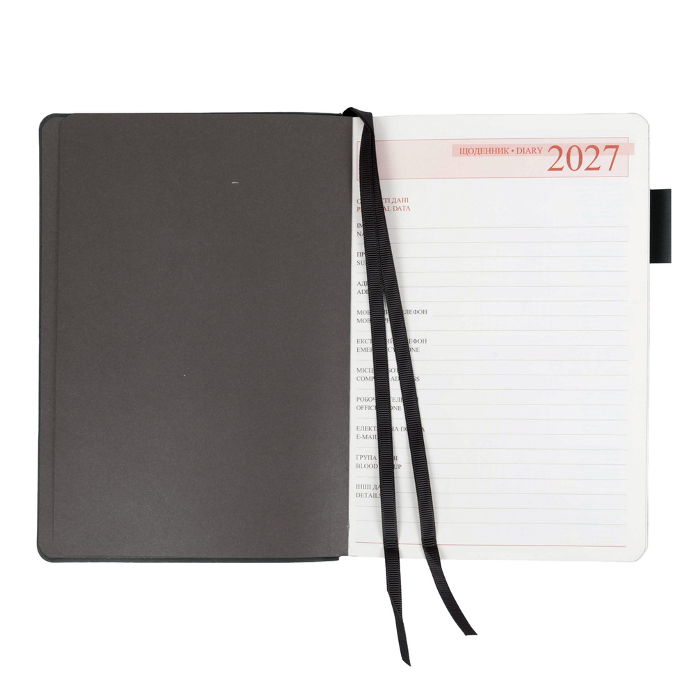 Щоденник діловий Leo Planner датований Binario А5 2027 м'який графіт 368 сторінок 252726. Фото 6