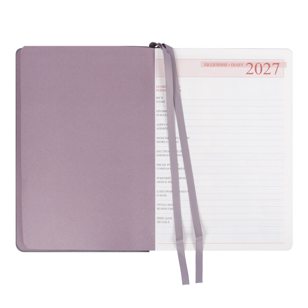 Щоденник діловий Leo Planner датований Binario А5 2027 м'який ліловий хамелеон 368 сторінок 252727. Фото 5