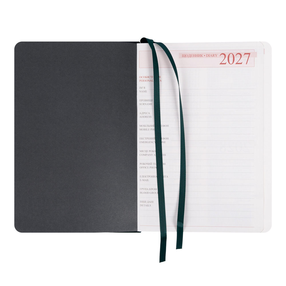 Щоденник діловий Leo Planner Whisky A5 датований 2027 твердий зелений 368 сторінок 252755. Фото 6