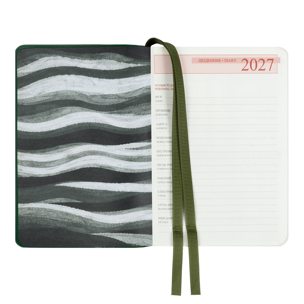 Щоденник діловий Leo Planner Flow А6 датований 2027 м'який зелений 352 сторінки 252791. Фото 4