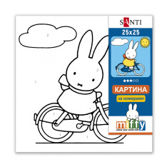 Картина за номерами SANTI. Miffy. Зайчик на велосипеді 25х25см. Фото 2