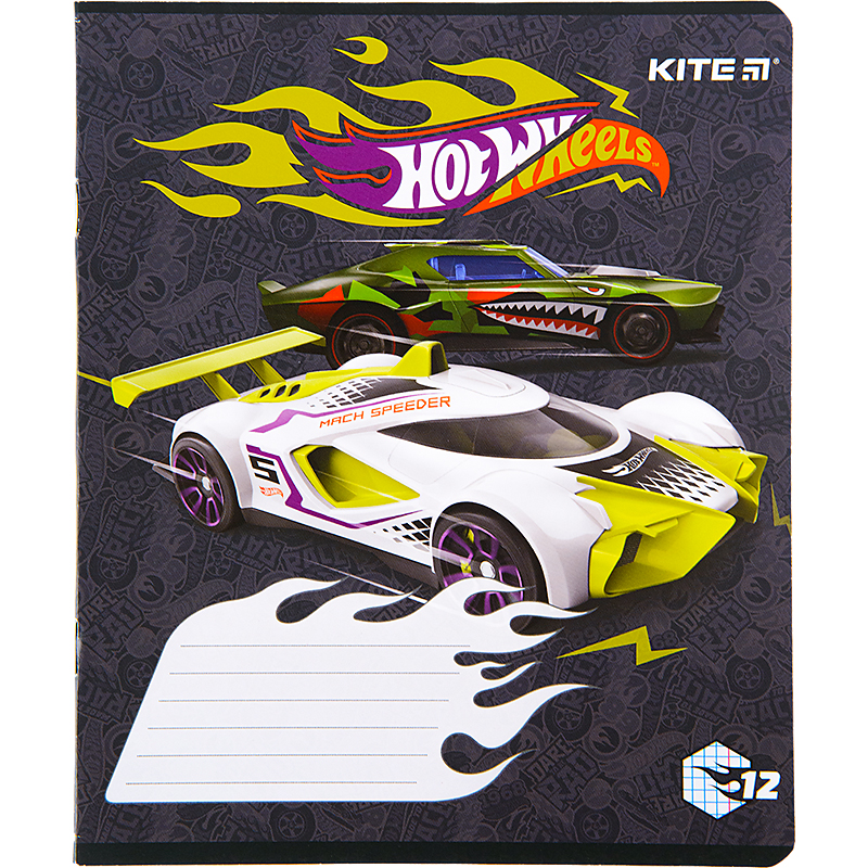 Зошит шкільний Kite Hot Wheels 12 аркушів, клітинка HW22-232. Фото 12