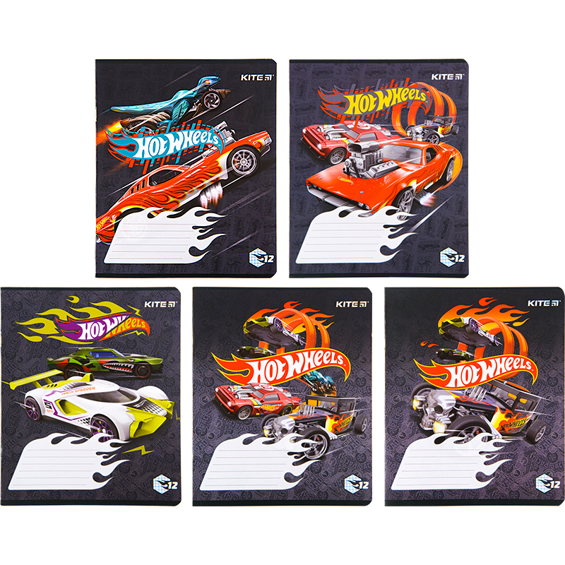 Зошит шкільний Kite Hot Wheels 12 аркушів, клітинка HW22-232