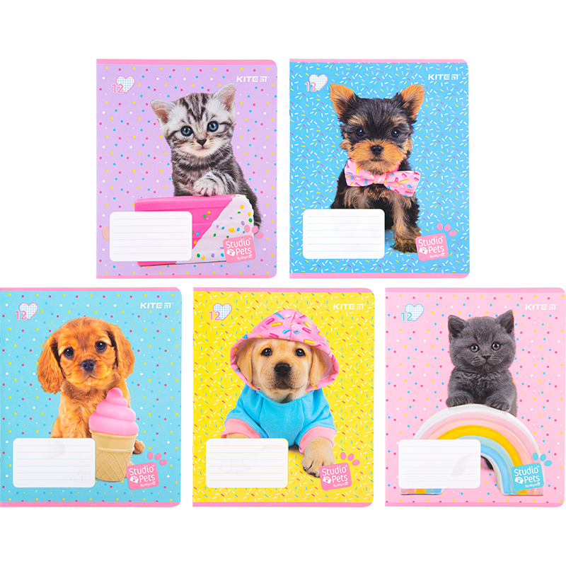 Зошит шкільний Kite Studio Pets 12 аркушів, клітинка SP22-232