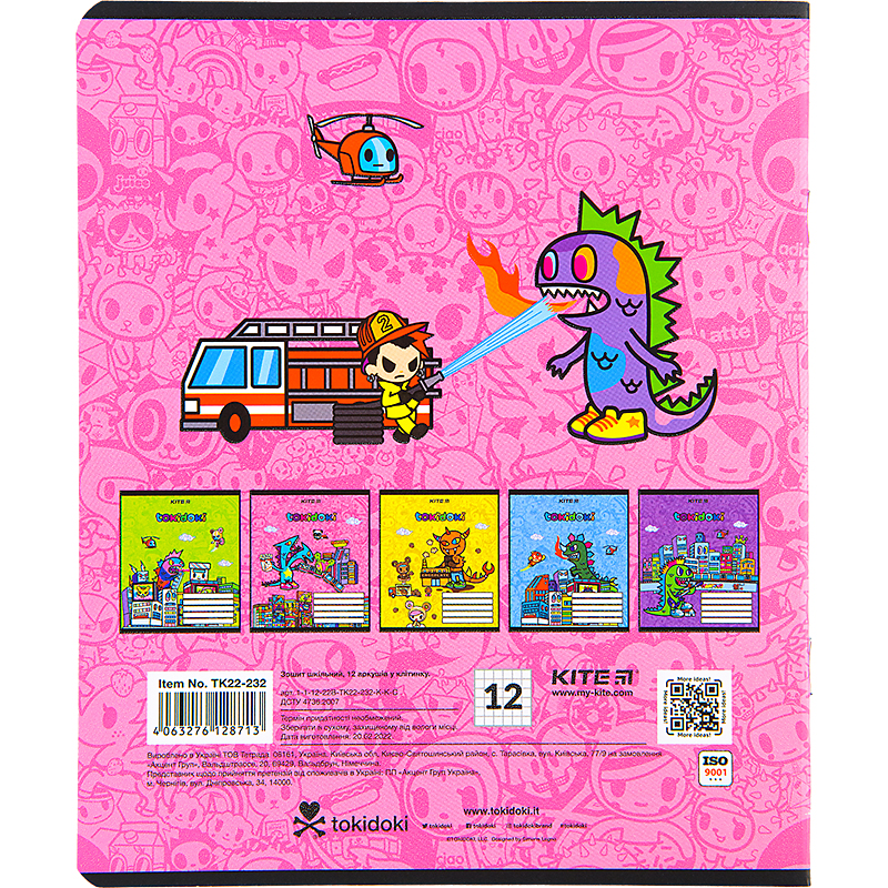 Зошит шкільний Kite tokidoki 12 аркушів, клітинка TK22-232. Фото 11
