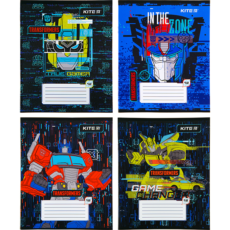 Зошит шкільний Kite Transformers 12 аркушів, коса лінія TF22-235