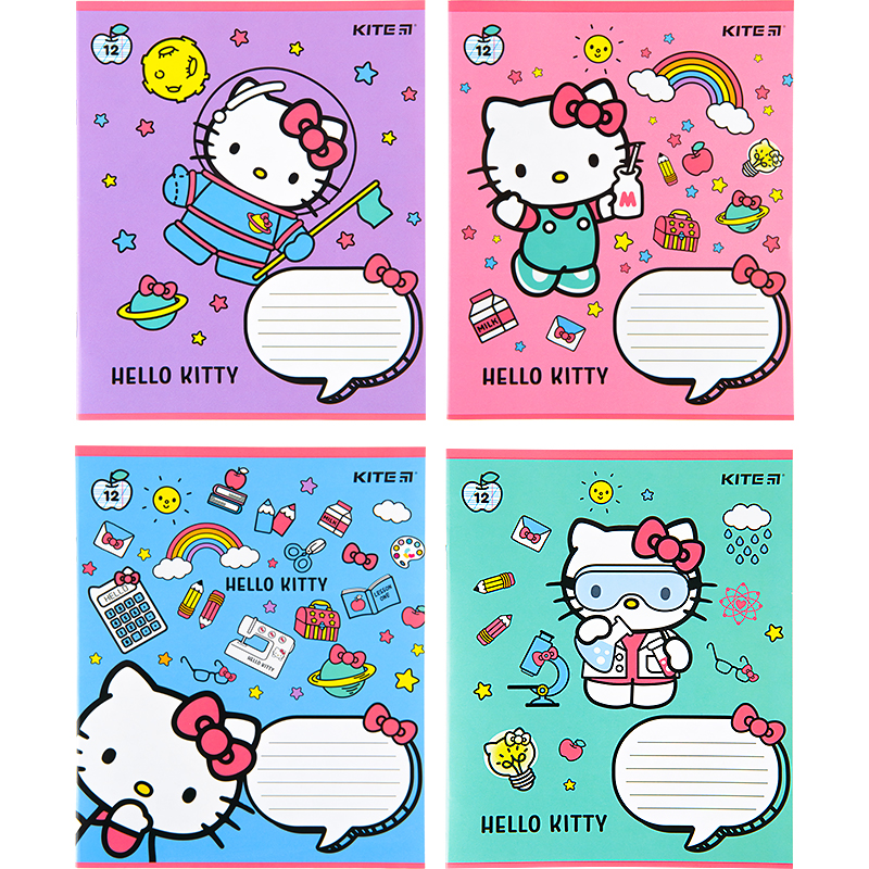 Зошит шкільний Kite Hello Kitty 12 аркушів, коса лінія HK22-235