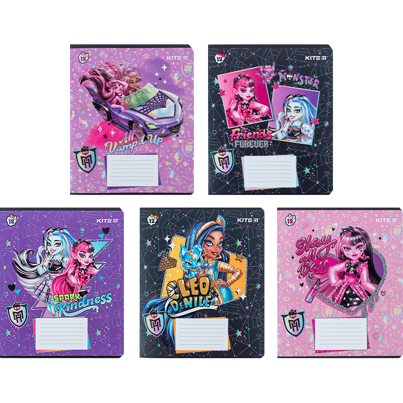 Зошит шкільний Kite Monster High 12 аркушів, клітинка MH24-232