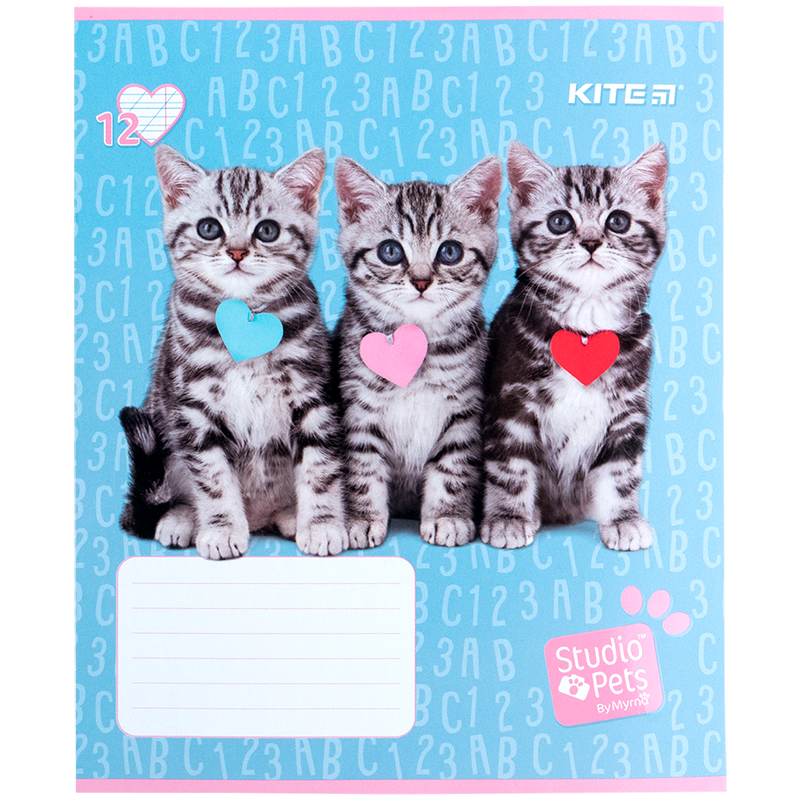 Зошит шкільний Kite Studio Pets 12 аркушів, коса лінія SP24-235. Фото 3