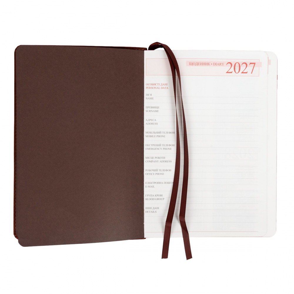 Щоденник діловий Leo Planner Case A5 датований 2027 інтегральний коричневий 368 сторінок 252744. Фото 5