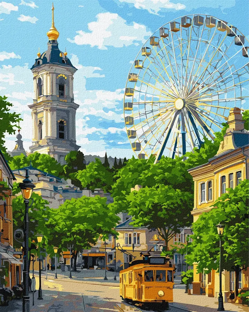 Картина за номерами Ideyka. Колесо і дзвіниця 40х50см