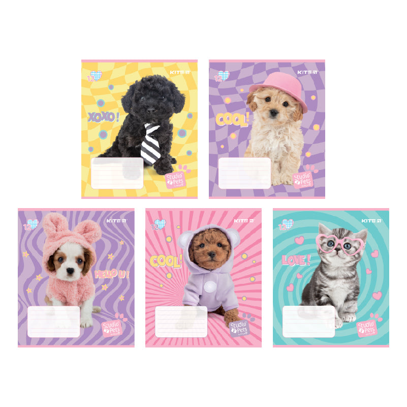 Зошит шкільний Kite Studio Pets 12 аркушів, клітинка SP24-232