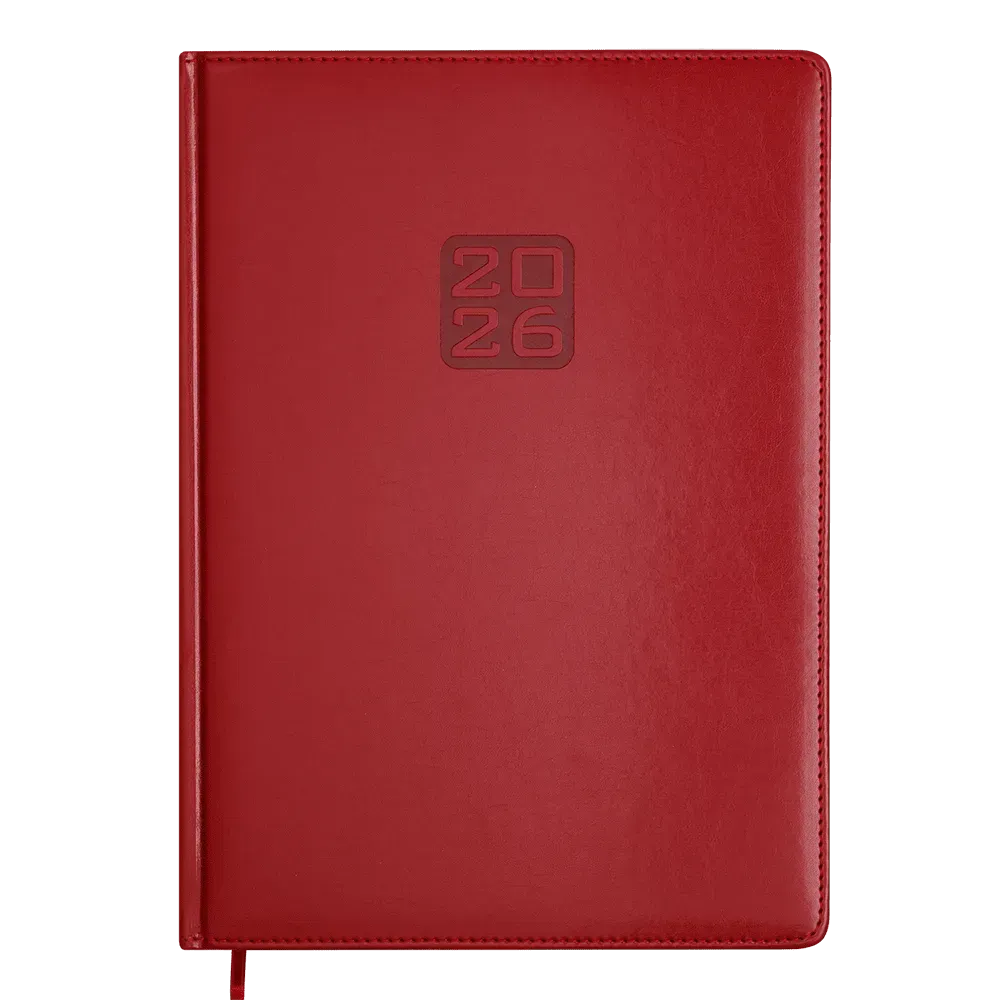 Щоденник датований 2026 Buromax Bravo зі штучної шкіри А4 336 сторінок червоний BM.2740-05