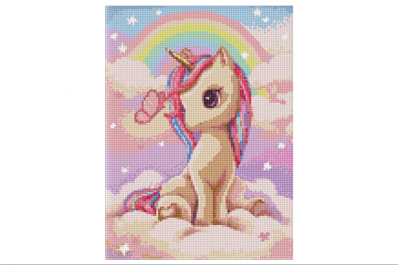 Ideyka Алмазна мозаїка Допитлива одноріжка з АВ стразами 30х40см