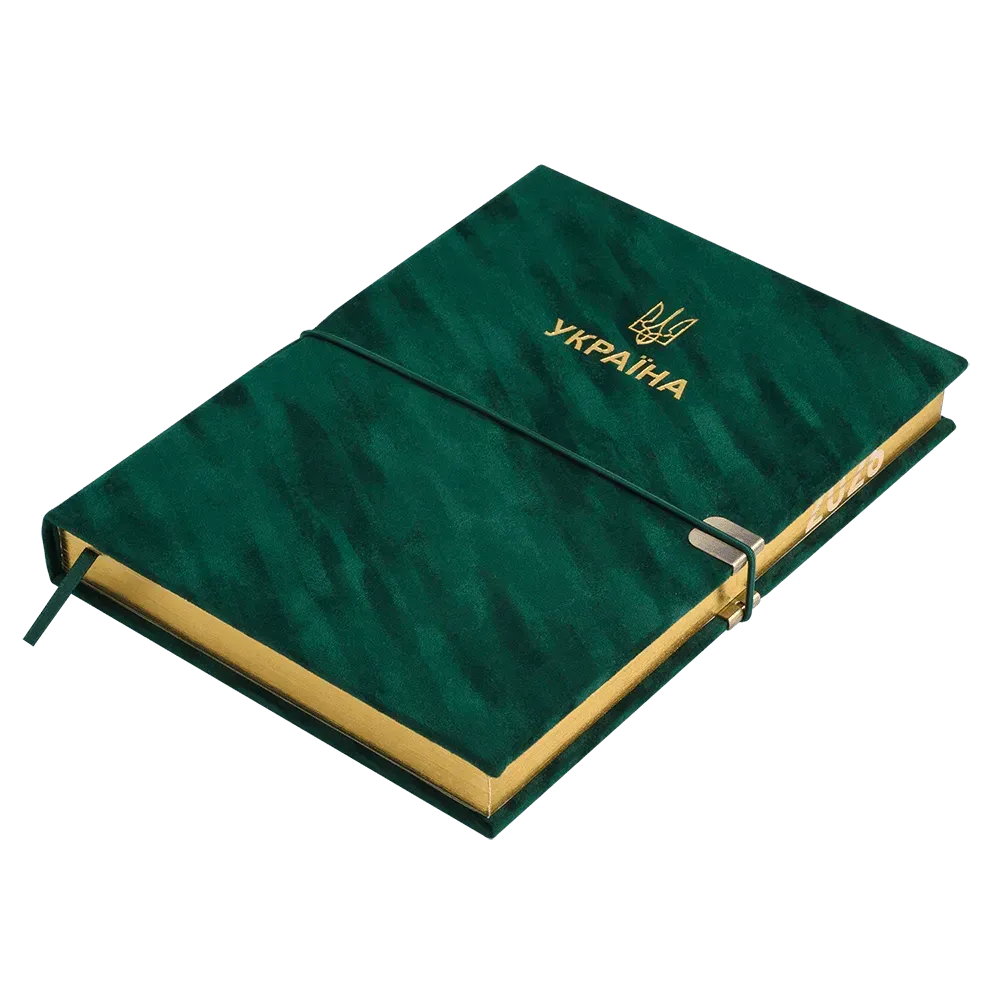 Щоденник датований Buromax Patriot Velour зі штучної шкіри А5 336 сторінок зелений BM.21133-04. Фото 2