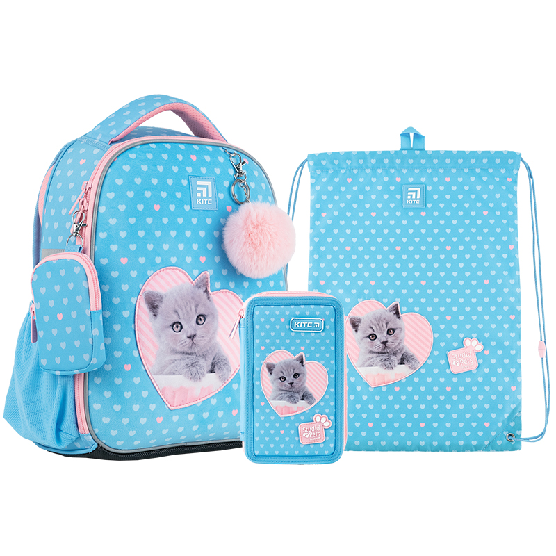 Шкільний набір Kite Studio Pets SET_SP24-555S-1 (рюкзак, пенал, сумка)