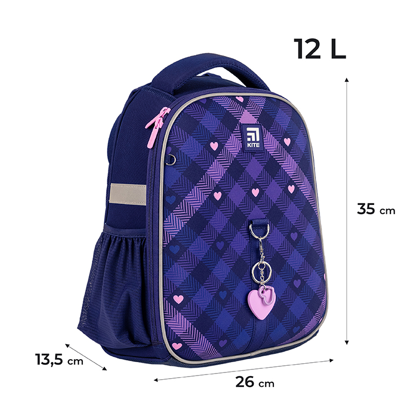Рюкзак шкільний каркасний Kite Education Check and Hearts K24-555S-1. Фото 2