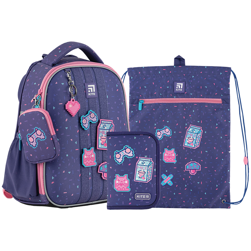 Шкільний набір Kite Pixel Love SET_K24-555S-3 (рюкзак, пенал, сумка)