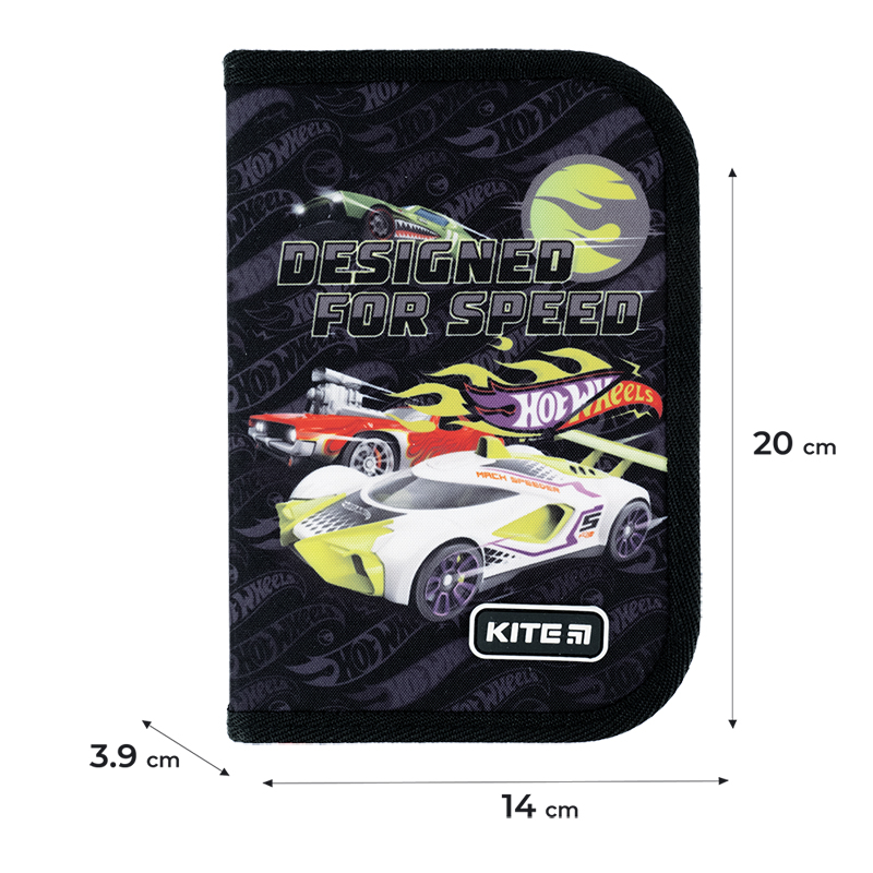 Пенал без наповнення Kite Hot Wheels HW24-622, 1 відділення, 2 відвороти. Фото 2