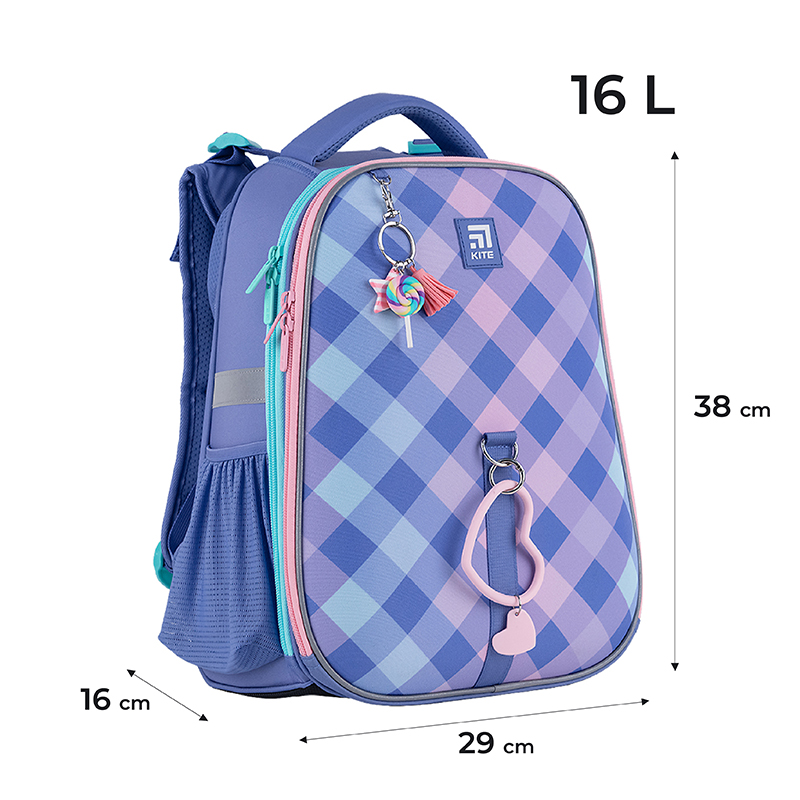 Рюкзак шкільний каркасний Kite Education Purple Chequer K24-531M-2. Фото 2