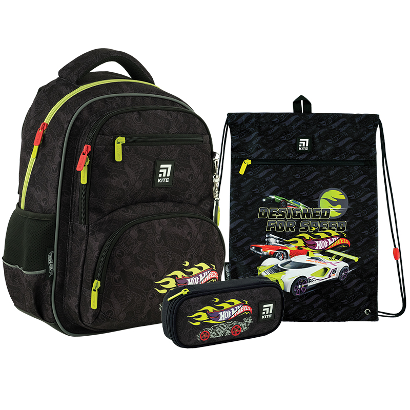 Шкільний набір Kite Hot Wheels SET_HW24-773M (рюкзак, пенал, сумка)