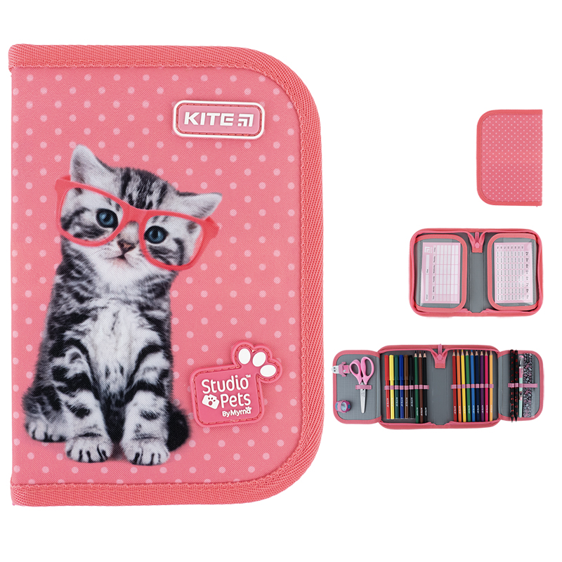 Пенал з наповненням Kite Studio Pets SP24-622H-2, 1 відділення, 2 відвороти