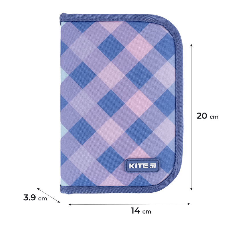 Пенал з наповненням Kite Purple Chequer K24-622H-3, 1 відділення, 2 відвороти. Фото 2
