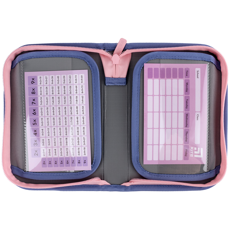 Пенал з наповненням Kite Purple Chequer K24-622H-3, 1 відділення, 2 відвороти. Фото 4