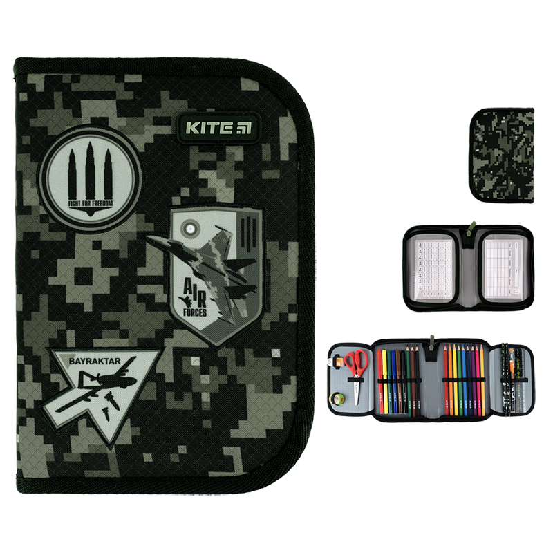 Пенал з наповненням Kite Air Force K24-622H-10, 1 відділення, 2 відвороти