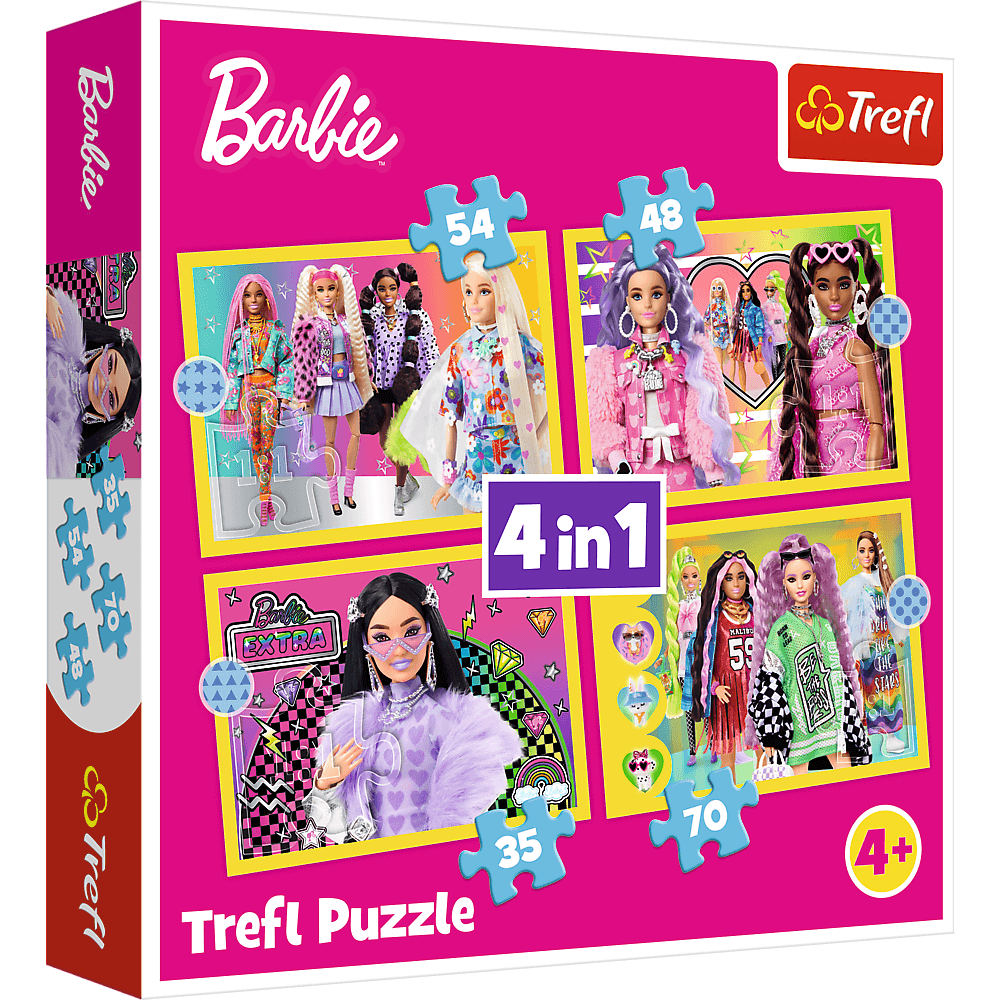 Пазли Trefl 4в1 - Веселий світ Барбі 34626