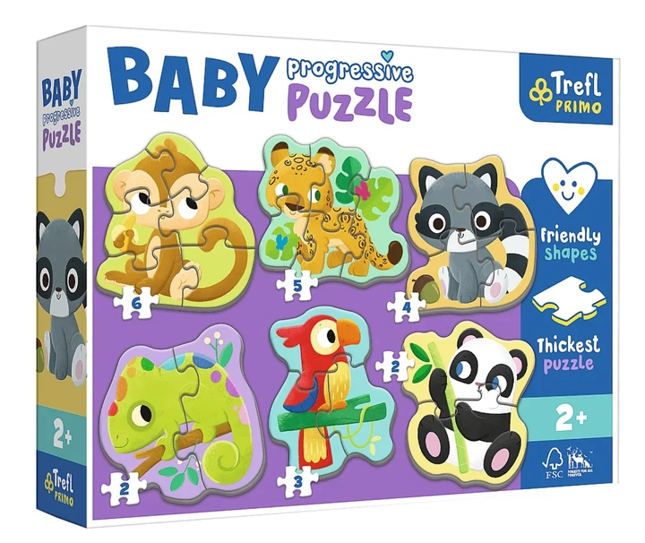 Пазли Trefl Baby Progressive 6в1 - Екзотичні тваринки 44005