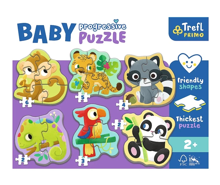 Пазли Trefl Baby Progressive 6в1 - Екзотичні тваринки 44005. Фото 2