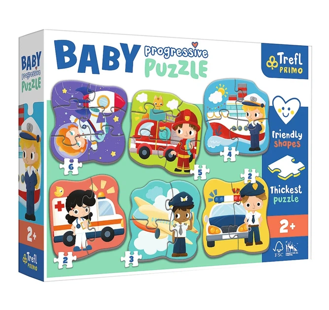 Пазли Trefl Baby Progressive 6в1 - Професії та транспорт 44001