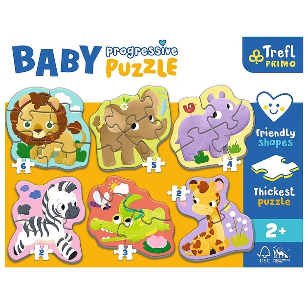 Пазли Trefl Baby Progressive 6в1 - Сафарі  44002. Фото 2