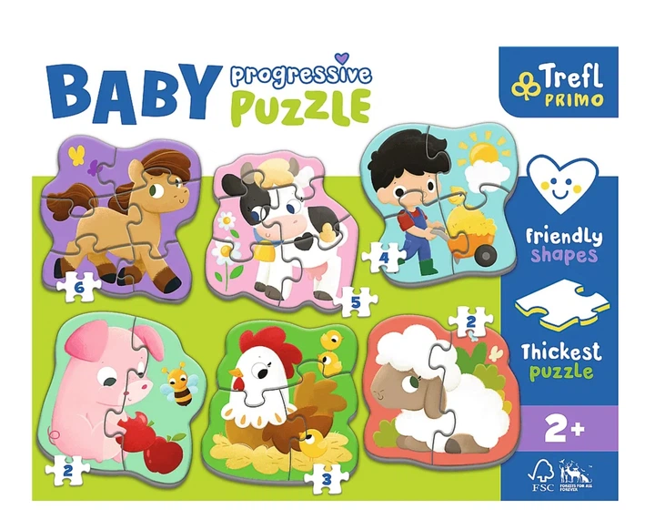 Пазли Trefl Baby Progressive 6в1 - Тваринки на фермі 44000. Фото 2