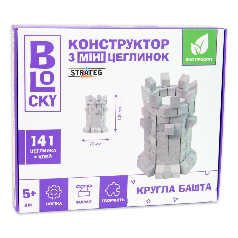 Конструктор з міні-цеглинок Strateg BLOCKY - Кругла башта 31024